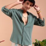 The Indian Garage Co. Men Solid Beach Wear Green Shirt