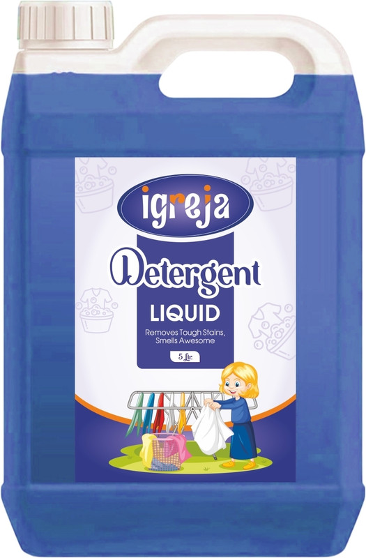 Igreja Washing Machine Liquid Detergent Top Load And Front Load -Blue (5 Ltr) Aqua Liquid Detergent(5000 Ml)