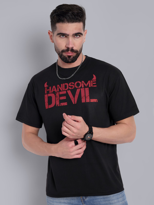 Go Devil Printed Men Round Neck Black T-Shirt