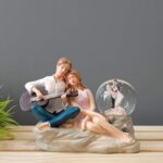 Craftvatika Romantic Love Couple Glass Ball Miniature Statue Showpiece For Gift Husband Wife Girlfriend Boyfriend Girls Boys- Home Decor Items