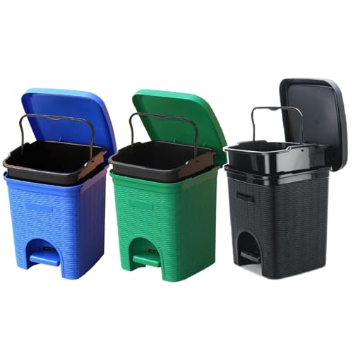 Signoraware Modern Lightweight Dustbin For Home And Office 12Ltr, Combo (Green+Blue+Black)