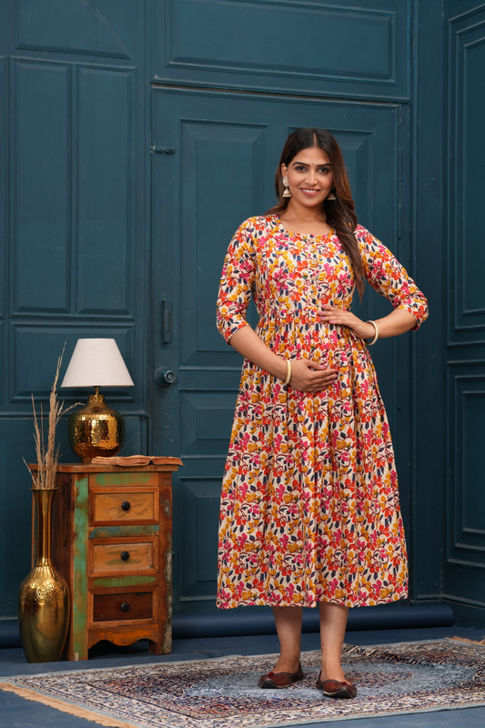 Gunini Women Fit And Flare Multicolor Midi/Calf Length Dress