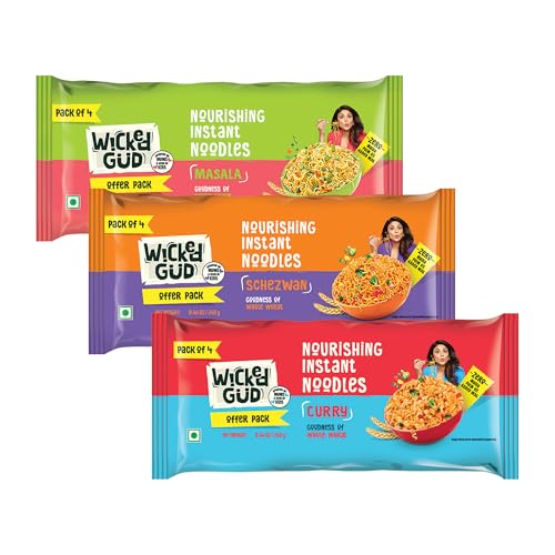 Wickedgud Nourishing Instant Noodles Range | No Maida | No Oil | No Msg | High Protein | High Fibre | Cholesterol Free, 720 Grams