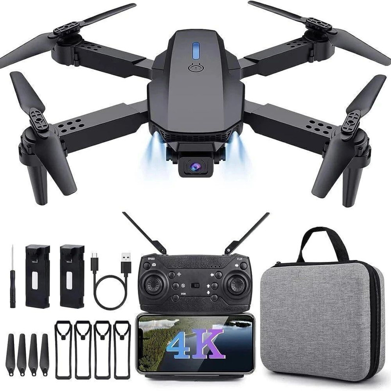 Clubmall E88 Pro 4K Camera Drone With Wifi Fpv, Brushless Motor, And Foldable Design Drone