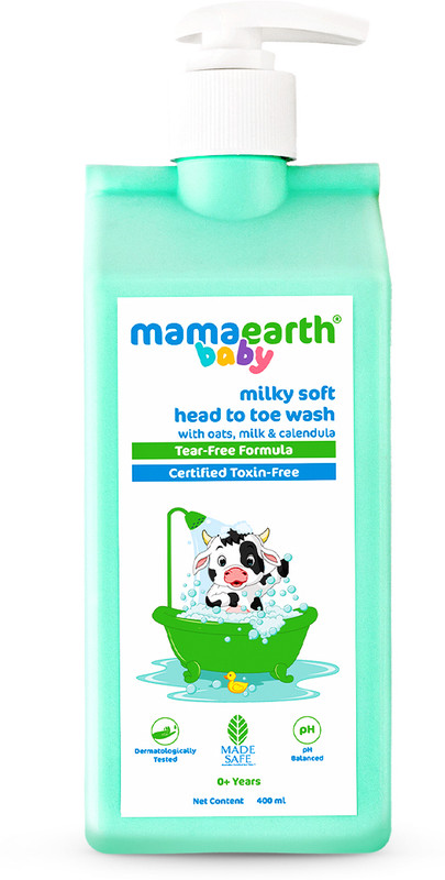 Mamaearth Milky Soft Head To Toe Wash With Oats, Milk & Calendula For Babies | 2-In-1(400 Ml)