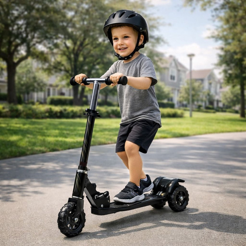 Pandaoriginals Foldable Scooter With Suspenion System, 50Kg Weight Capacity, Age 5-10Yrs(Black)