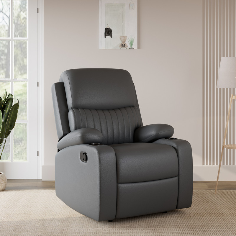 Flipkart Perfect Homes Leatherette Manual Recliner(Finish Color – Grey, Diy(Do-It-Yourself))