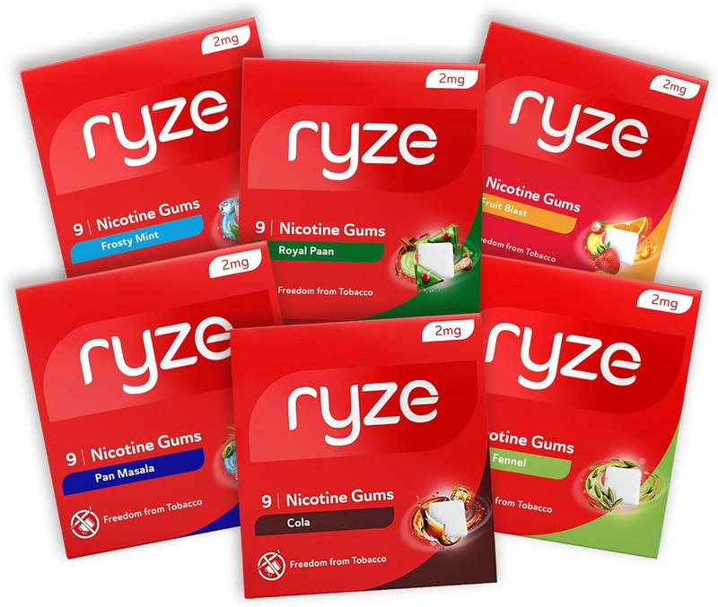 Ryze Nicotine Gum 2Mg (Assorted Pack) | 9 Gums Smoking Cessations(Pack Of 6)