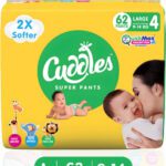 Cuddles – Super Pants Baby Diaper 2X Softer Super Dry Comfort Quick Max Absorption Upto 12 Hrs – L(62 Pieces)
