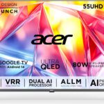 Acer Super Series 138.7 Cm (55 Inch) Qled Ultra Hd (4K) Smart Google Tv With Android 14 (Black) | Memc | Allm | Vrr | Ai Picture Optimisation | 80W Pro Speakers | Giga Bass | Dolby Vision-Atmos(Ar55Qdxgu2875At)