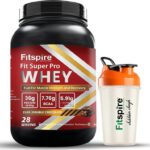 Fitspire Fit Super Pro Whey Protein With Shaker | 36G Protein Per 100G Serving Whey Protein(907 G, Double Chocolate)