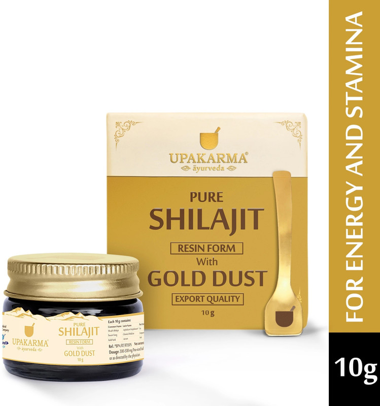 Upakarma Shilajit Gold Resin 10G | Contains 24K Gold | Natural Strength & Stamina Booster(10 G)