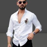 Jeny Fashion Men Solid Casual White Shirt