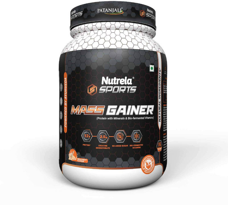 Nutrela Sports Mass Gainer Weight Gainers/Mass Gainers(1 Kg, Malai Kulfi)