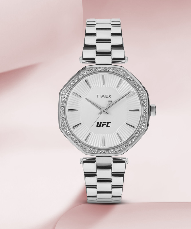 Timex Ufc Octagonal 36Mm Silver Dial Analog Watch  – For Women