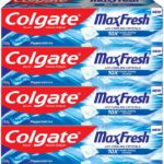 Colgate Maxfresh Toothpaste, Blue Gel Paste With Menthol – Peppermint Ice (Combo Pack) Toothpaste(600 G, Pack Of 4)