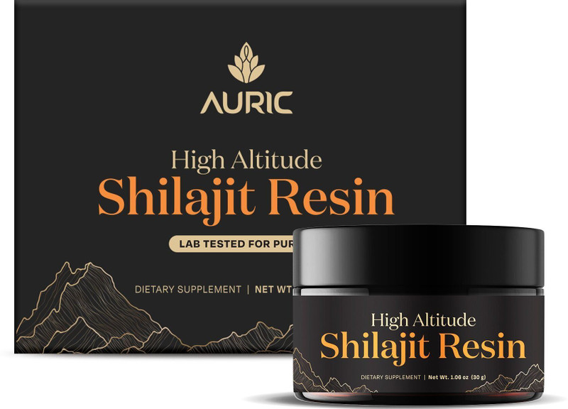 Auric Lab Certified Shilajit Resin For Energy & Endurance With Brass Spoon & Rock(30 G)