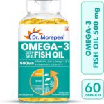 Dr. Morepen Omega-3 Deep Sea Fish Oil | 500Mg Capsules With Vitamin A & E| No Fishy Burps(60 Capsules)