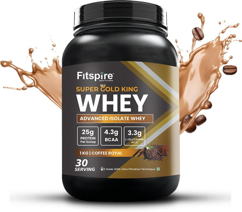 Fitspire Super Gold King Advanced Isolate Whey Protein 1 Kg Coffee Royal Whey Protein(1 Kg, Coffee)