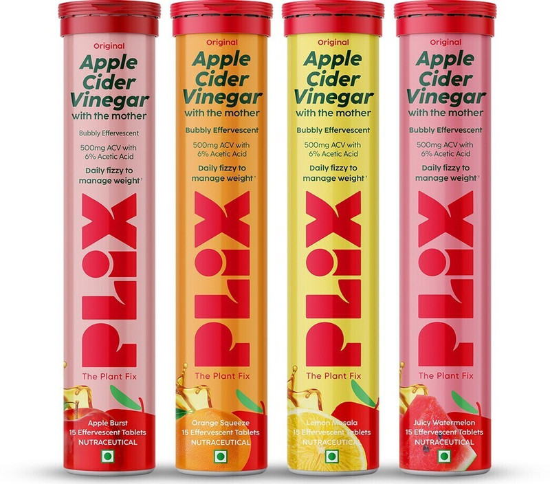 The Plant Fix Plix Acv Apple Cider Vinegar Effervescent Tablets For Weight Management(4 X 15 Tablets)