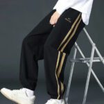 Uzarstyle Striped Men Black Track Pants