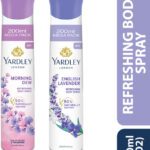 Yardley London Morning Dew Refreshing Body Spray 200Ml + English Lavender 200Ml Deodorant Spray  –  For Women(400 Ml, Pack Of 2)
