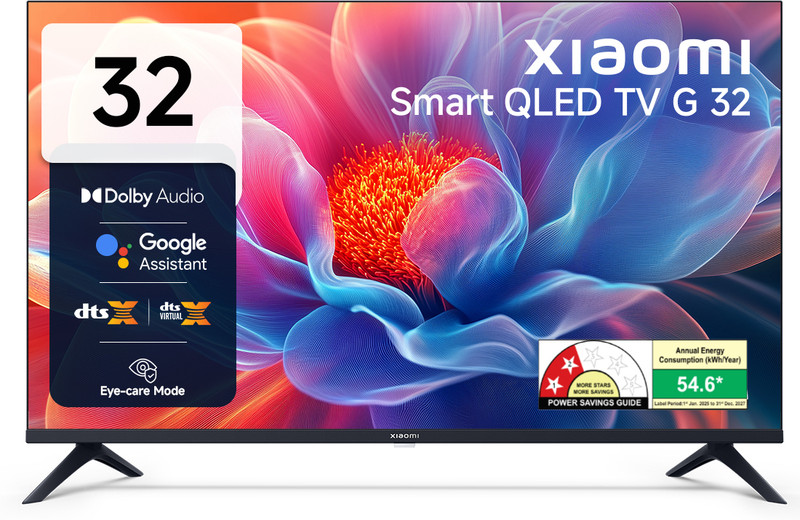 Xiaomi G Series 80 Cm (32 Inch) Qled Hd Ready Smart Google Tv With Dolby Audio| Wide Colour Gamut |Bezel-Less Design | Google Assistant | Mi Tv(L32Mb-Apin)