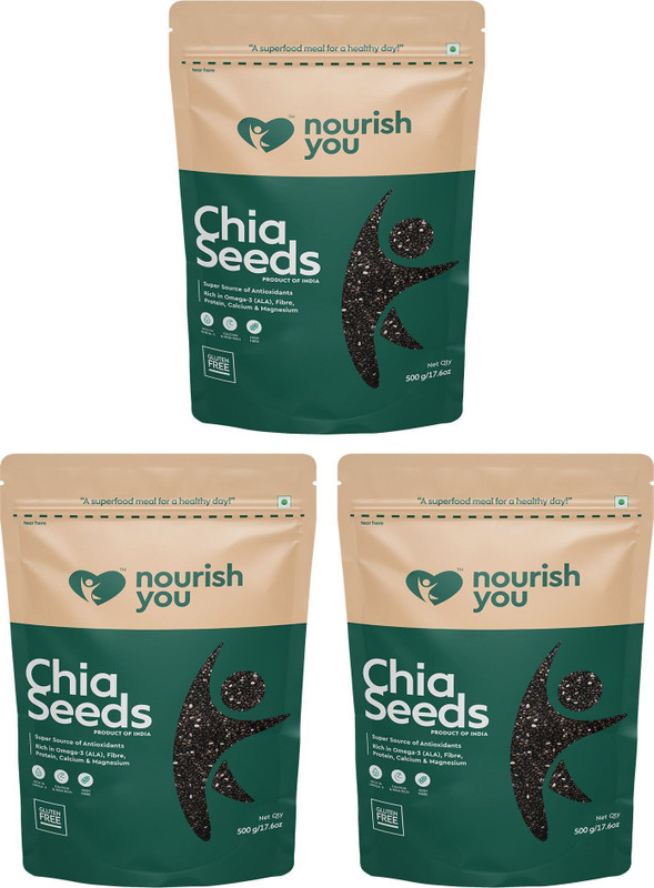 Nourish You Black Chia Seeds | Super Source Of Antioxidants Omega 3 | 500G Each Black Chia Seeds(3 X 500 G)