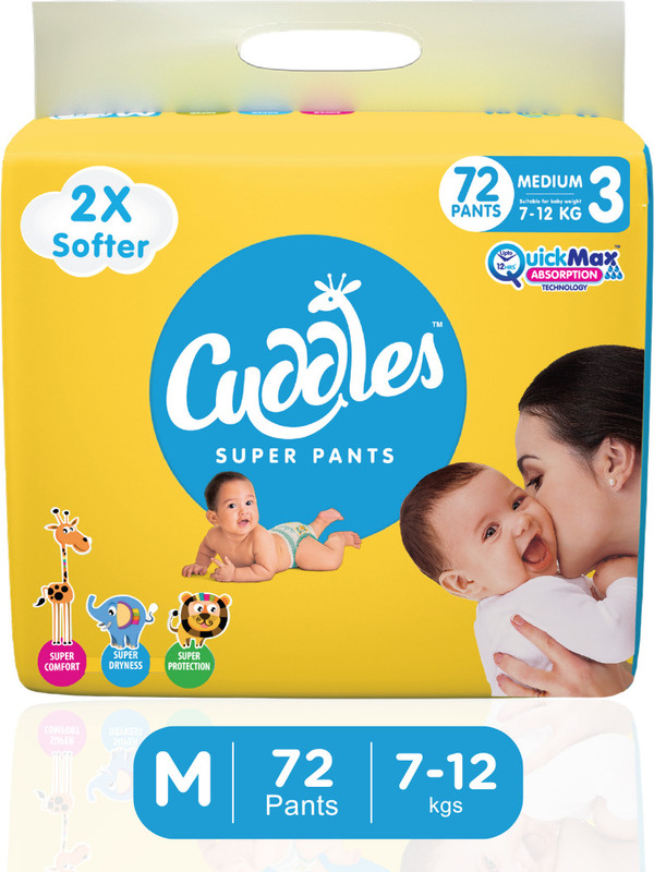 Cuddles – Super Pants Baby Diaper 2X Softer Super Dry Comfort Quick Max Absorption Upto 12 Hrs – M(72 Pieces)