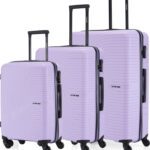 Stony Brook By Nasher Miles Crescent Hard-Sided Polypropylene Set Of 3 Pastel Purple Trolley Bag(55,65&75Cm) Cabin & Check-In Set 4 Wheels – 28 Inch