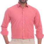 Colours ‘N’ Collars Men Solid Formal Pink Shirt