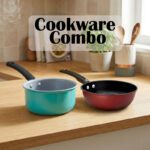 Dozy 2 Pcs Non-Stick Cookware Combo | Deep Fry Pan & Sauce Pot |Daily Cooking Set Induction Bottom Non-Stick Coated Cookware Set(Ptfe (Non-Stick), 2 – Piece)