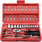 Chinustyle High Quality 1/4-Inch Tool Ratchet Wrench Kit Household Socket Set(Pack Of 1)