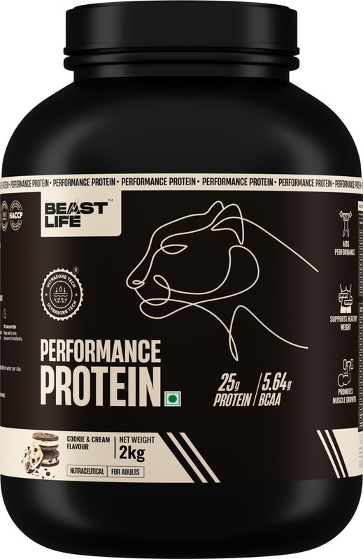 Beastlife Performance Protein Powder | 25G Protein | 5.64G Bcaa | High Absorption Whey Protein(2 Kg, Cookies & Cream)