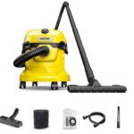 Karcher Wd 2 Plus V-12/4/18 Wet & Dry Vacuum Cleaner 22Kpa Suction, 1000W, 12L Plastic Tank, Blower, Fleece Filter Bag & Foam Filter, German Tech(Yellow)