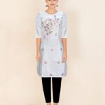 Asad Women Embroidered Straight Kurta(Blue)