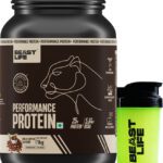 Beastlife Performance Protein Powder With Shaker- 25G Protein, 5.64G Bcaa- Yeast Protein Yeast Protein(1 Kg, 500 Ml, Cold Coffee)