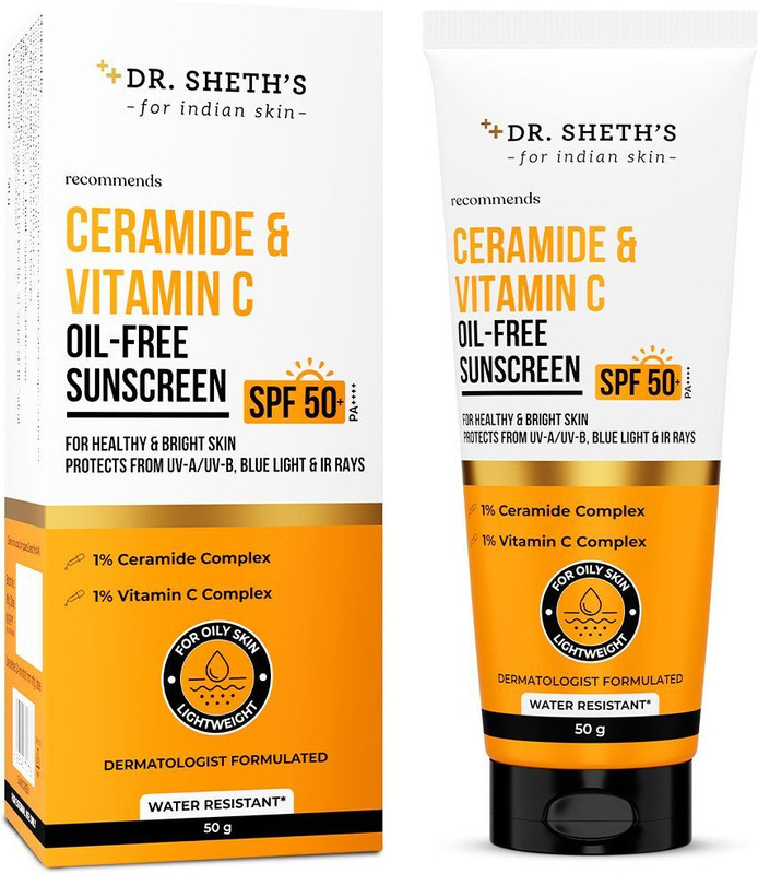 Dr. Sheth’S Sunscreen – Spf 50 Pa+++ Ceramide & Vitamin C|Spf 50+ Pa+++| All Skin Types(50 G)