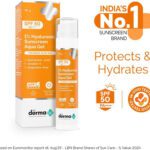 The Derma Co Sunscreen – Spf 50 Pa++++ 1% Hyaluronic Sunscreen Aqua Ultra Light Gel With Spf 50 Pa++++ For Broad Spectrum, Uv A, Uv B & Blue Light Protection(50 G)