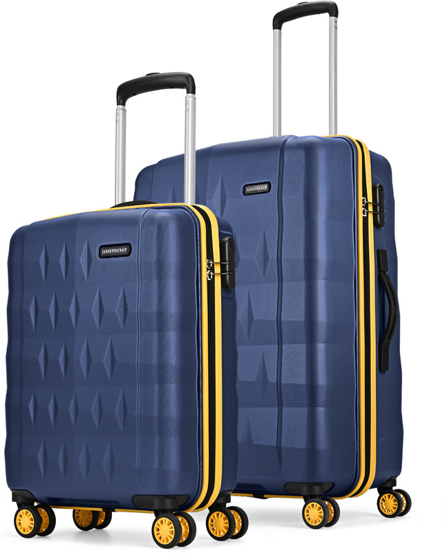 Aristocrat Comet Set Of 2 Trolley Bag 56, 66Cm, Small+Medium Hard Luggage, 8-Wheel Suitcase Cabin & Check-In Set 8 Wheels – 26 Inch