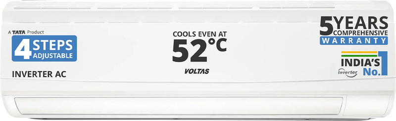 Voltas 2025 Model 1.5 Ton 5 Star Split Inverter 4-In-1 Adjustable Mode | Energy Efficient | High Ambient Cooling (Even At 52�C) | Anti-Dust Filter With Anti-Microbial Coating | Auto Clean Ac(185V Cas(4503690), White)