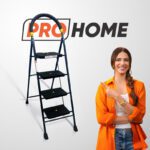 Prohome 4 Step Eco Steel Ladder For Home And Anti Skid Shoes Steel Ladder(With Platform) Steel Ladder(With Platform)