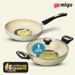 Impex Fk Set Beige(B) Nonstick Set, Festival Gift Set Induction Bottom Non-Stick Coated Cookware Set(Aluminium, 3 – Piece)