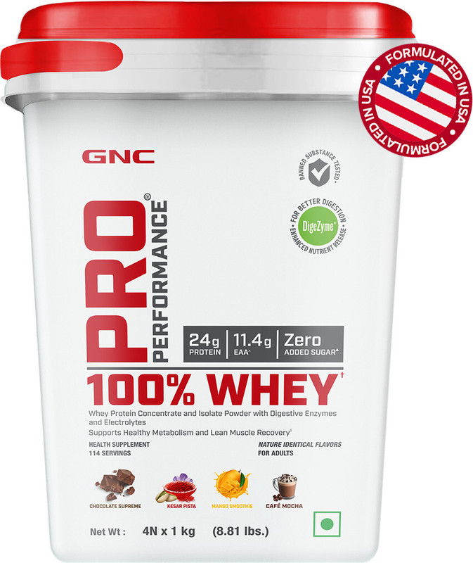 Gnc Pro Performance 100% Whey Protein Powder Assorted Flavours Whey Protein(4 Kg, Cafe Mocha, Mango, Kesar Pista, Chocolate Supreme)
