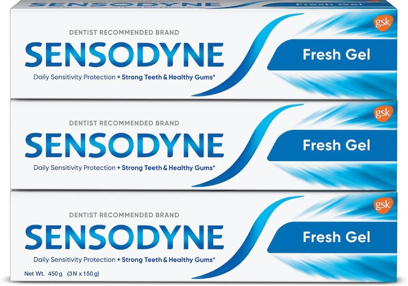 Sensodyne Fresh Gel Combo For Daily Sensitive Protection Toothpaste(450 G, Pack Of 3)