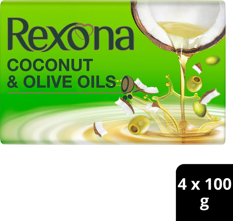 Rexona Coconut And Olive Oil Soap For Silky Smooth Skin, 4X100 G(4 X 100 G)