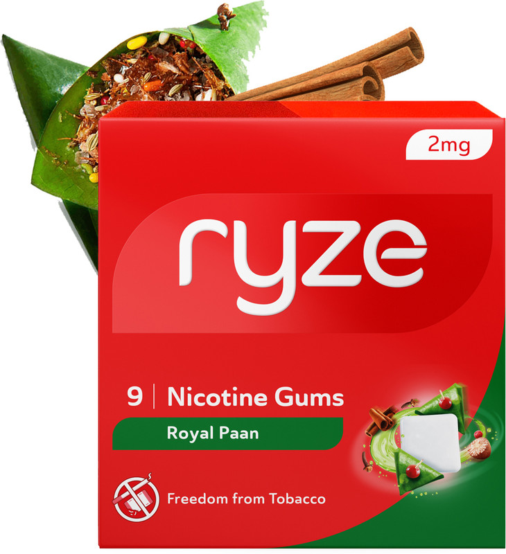 Ryze Nicotine Gum 2Mg (Royal Paan) | 9 Gums Smoking Cessations(Pack Of 5)