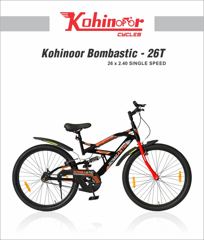 Kohinoor Bombastic Rear Suspension Mtb 26T Mtb Singlespeed Black 26 T (Inch) Mountain Cycle(Single Speed, Black, Front Rigid & Rear Suspension)