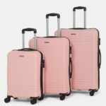 Teakwood Leathers Unisex Textured Set Of 3 Trolley Bag (Small-Medium-Large,Rose) Cabin & Check-In Set 8 Wheels – 30 Inch