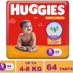 Huggies Comfy Baby Diaper Pants, Upto 50% Faster Absorption – S(64 Pieces)